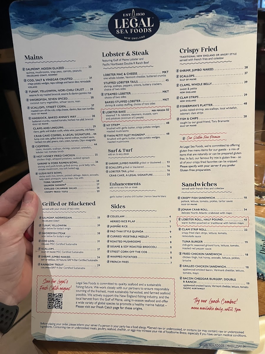 Legal Sea Foods - Downtown Crossing Menu - Image 1